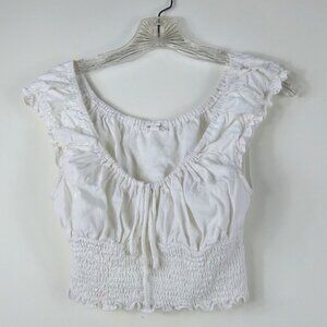 White Ruffled Crop Top